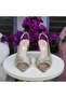 Women's Gold Shimmering Crystal Stone Pointed Toe Thin Heeled Shoes - 2