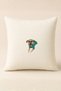 Dog Embroidered Linen Throw Pillow 40X40 cm Filled – Decorative Home and Living Room Cushion
