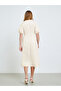 Beige Sleeveless Midi Dress with Fold Pleat - 5