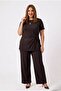 Women's Plus Size Short Sleeve Side Knotted Tracksuit Set 8257-26