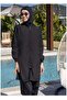 Black Full Covered Water Repellent Fast Drying Side Adjustable Zippered Hijab Swimsuit - 2