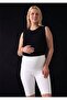 Women's Ecru Diver Above Knee Biker Leggings High Waist Adjustable & Stretchy Maternity Leggings