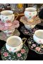Modern Stylish Design for 6 People First Class Porcelain Flowered Coffee Cup Set 90 ml - 4