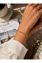Steel Geometric Triangle Detailed Gold Color Women's Bracelet - 2