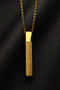 Women Men Steel Necklace with Ayetel Kürsi Written Gold Color Bar Steel Necklace
