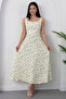 Square Neck Floral Thick Strap Dress Grs4009 - 6