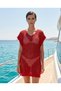 Summer Openwork V-Neck Lace Detailed Knitwear Beach Wear Pareo