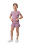 Girls' Set with Heart Printed Shorts and Bow Detail - 3