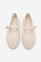 Women's Round Toe Hand Knitted Mary Jane Strappy Ballerinas Danela Ecru - 7