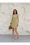 Women's Khaki Backless Mini Linen Dress