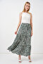 Women's Patterned Long Skirt 1468 - Emerald Green - 5