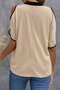 Women's Short Sleeve V-Neck Imported Crepe Blouse - 3