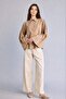 100% Cotton Regular Fit Voile Long Sleeve Beige Tunic H5281Ax26Sm - 2