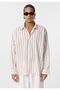 Striped long sleeve oversize linen shirt