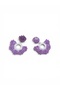Hand Knitted Ethnic Earrings with Flowers - Lilac - White - 2