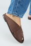 Jimena Women's Genuine Leather Flat Open-Front Detailed Sabo Brown Slippers - 4