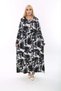 Women's Plus Size Black and White Square Detailed Viscose Combed Cotton Stylish Dress - 3
