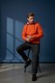 Men's Parachute Fabric Hooded Orange Navy Blue Tracksuit Set - 4037 - 2