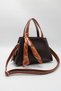 Women's Brown Tan Crossbody Hand and Shoulder Bag with Scarf and Internal Pocket
