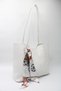 Women's White Large Size Scarf Detailed Handy Hand, Arm and Shoulder Bag with Puppy Detail - 4