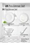 24 Pcs Opal ware Dinner set 6 Dinner plate, 6 Dessert plate, 6 Bowls and 6 Soup spoon Dishwasher Microwave Freezer safe BPA Free Heat resistance - 2