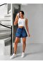 Single Leg Heart Embroidered Mini Lace Detailed Denim Shorts