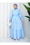Drawstring Layered Ruffle Dress in Poplin Fabric