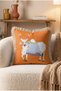 Fancy Cow Pattern Fringed Throw Pillow Cover - Cream Tassels Orange Background Pillow Cover - 5