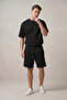 Men's Black Oversize T-Shirt and Shorts Two-Piece Set - 2
