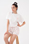 Crew Neck Oversize T-Shirt Teddy Bear Bow Patterned Milan Shorts Summer Women's Pajama Set - 2