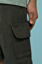 Solid Cargo Shorts with Button Closure - 5