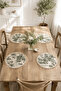 Green 4-Piece Linen Tassel Placemat American Service Set Vintage Bohemian French Country Patterned Round Table Decor - 5