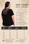 Women's Black Plus Size V-Neck Pocket Stone Print Back Tulle Stone Stripe Stretchy Short Sleeve Viscose Blouse - 2