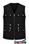 Men's 9-pocket summer vest - 5-piece set, multi-pocket, zippered, fabric linen blend - 6
