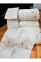 İnci Secret Home Handcrafted Needlework Embroidered Rococo Embroidered Pique and Duvet Cover Set 7-Piece Cotton Satin Double Dowry Set - 2