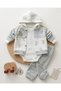 Baby Boy 3-Piece Seasonal Hooded Elephant Detailed Cute 3-Piece 0-3-6-9 Months Bodysuit Baby Set - 2