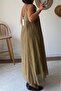 Pliated Collar Strappy Long Dress 3413 - 4