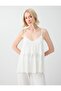 White Strappy Knitted Blouse with Lace Detail
