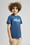 Carde Boys' Printed Crew Neck T-Shirt Blue - 2