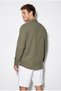 Men's Khaki Breathable Half Oversize Muslin Fabric Long Sleeve Judge Collar Shirt 60001002 - 4