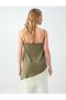 Light Khaki V-Neck Lace Detailed Strappy Blouse - 7