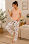 Ss Giyim Women's Floral Patterned Pajama Set Powder Pink Short Sleeve Comfortable Home Wear - 2