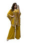 Yellow Faux Georgette Kurta Palazzo Set with Sequin Work - HRT8193 | Yellow
