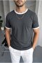 Men's Regular T-Shirt with Crew Neck and Sleeve Trim in Gray - 5