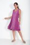Women's Italian Cotton Leopard Patterned Lined Zero Sleeve Midi Dress