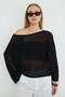 Mesh Knitted Boat Neck Knitwear Blouse - 7