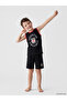 Lcw Kids Black Printed Boy's Shorts Pajama Set