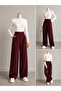 Women's Crepe Fabric Pleated Wide Leg Pants