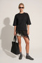 Crew Neck Oversize Asymmetrical Lace Detailed T-Shirt