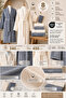 Eldy 8 Piece Striped Bathrobe Family Set 100% Cotton Certified Bathrobe Set Dowry Set - Gray Cream - 6